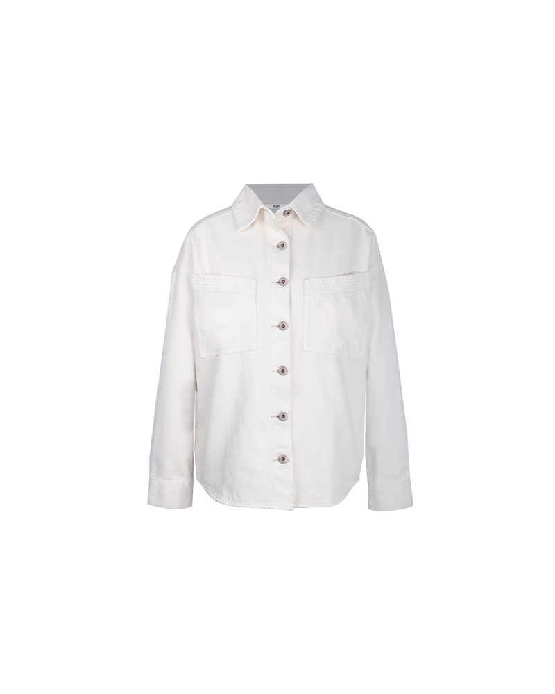 SUBLIME DENIM JACKET WHITE | Slouchy fit denim jacket in an white denim with front pockets. This retro inspired piece is great for layering.