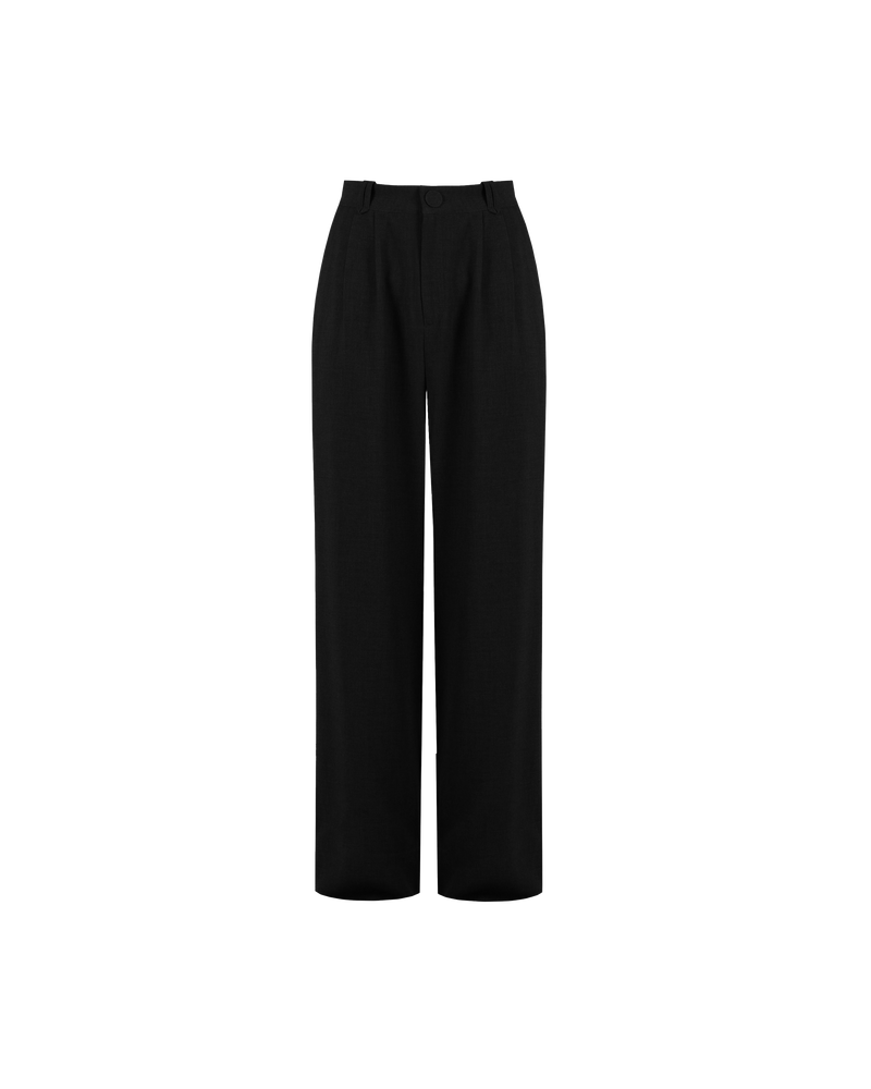 SWEENEY TROUSER BLACK | High waisted, relaxed suit trouser in black. Beautifully tailored pants with neatly pressed pleats that highlight the shape.