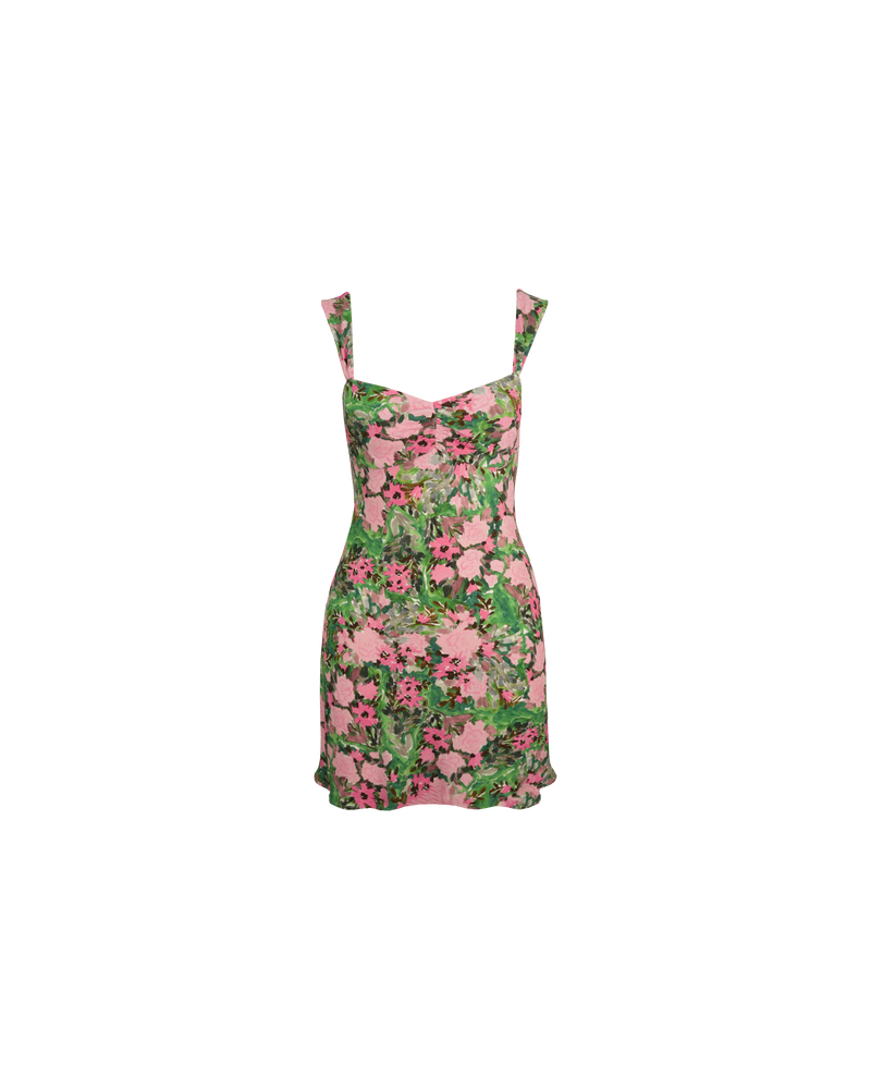 LEMON MINI DRESS AURORA FLORAL | Slip mini dress design in our RUBY aurora floral. Features a sweetheart neckline with a gathered detail at the center, and falls to a slightly A-line skirt.
