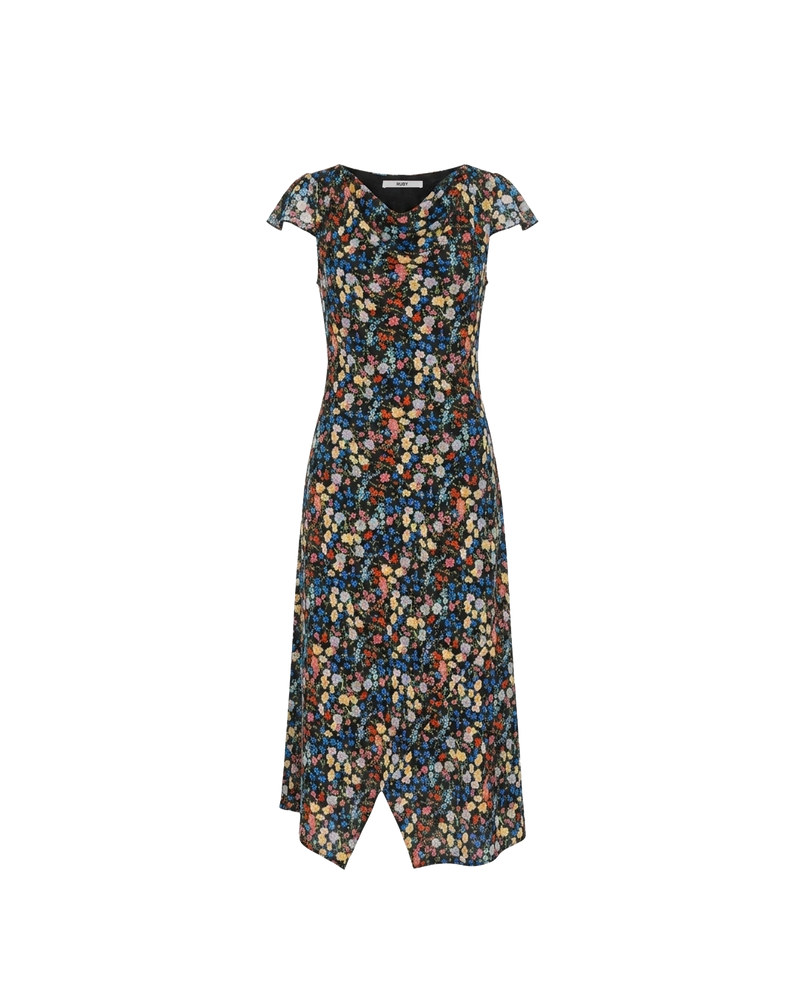 TALIA TIE BACK MAXI DRESS SPRINKLE FLORAL | Bias-cut maxi dress, designed in our light-weight sprinkle floral viscose. Featuring a cowl neckline, split cap sleeves and a lace up back to cinch in the waist, this is the perfect dress for any wedding or special event. 