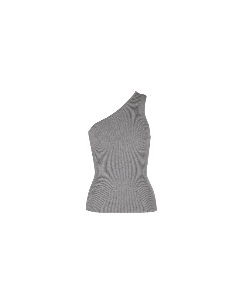 TRIXIE TANK GREY MARLE | Asymmetrical one-shouldered tank top with ribbing detail throughout. A staple basic in any Rubette's wardrobe, crafted in a neutral grey.