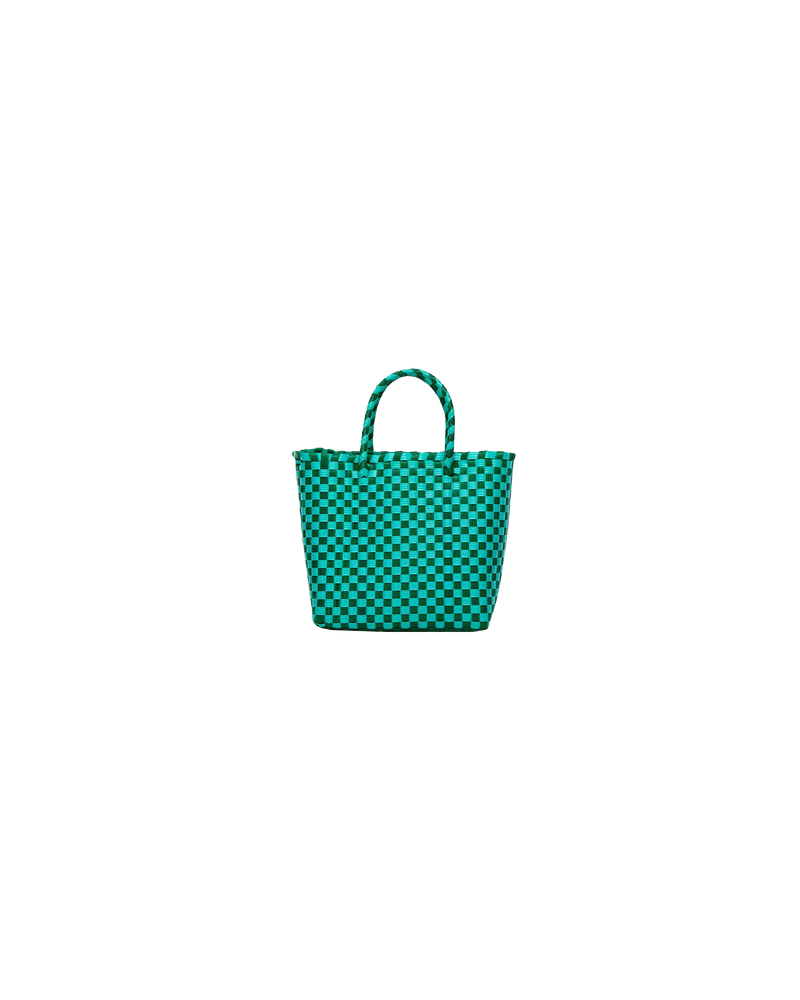 SHAYNA TURQUOISE/GREEN | Fun, sustainable and durable - these bags are handmade in Mexico using recycled plastic. Developed by skilled weavers in the Oaxaca region, within a fair-trade environment, this bag takes approximately...