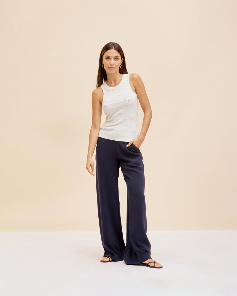 FIREBIRD PANT PETITE MIDNIGHT | Classic highwaisted pant with a straight leg silhouette, in a petite length. An effortless and versatile piece perfect for work and beyond.