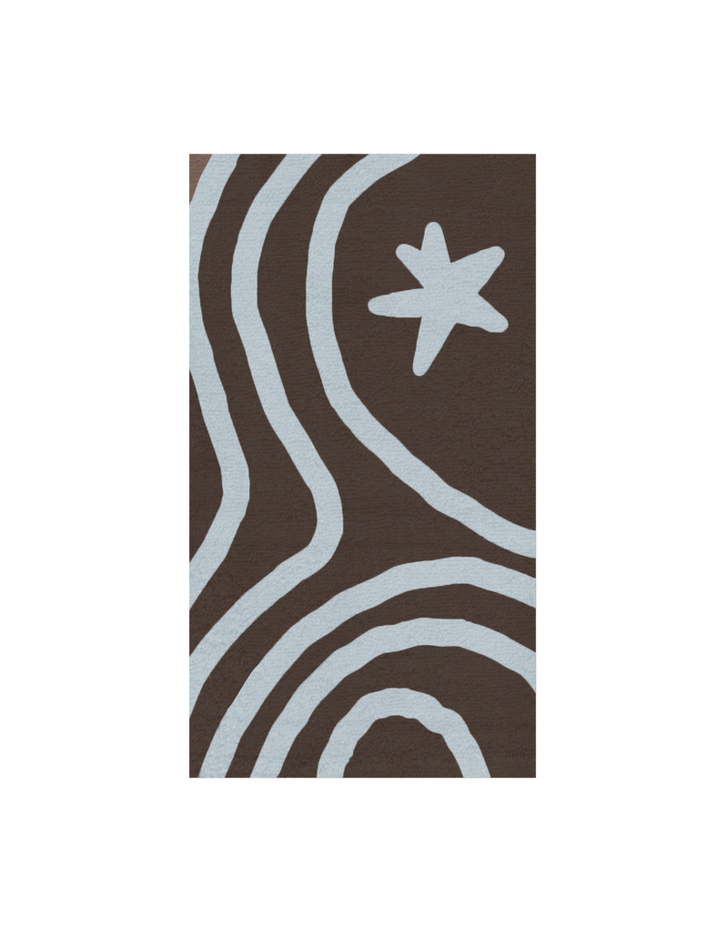 BEACH TOWEL WISHFUL THINKING | Our very own RUBY beach towels! Imagined in a brown and blue colour way, in a star and wave design.