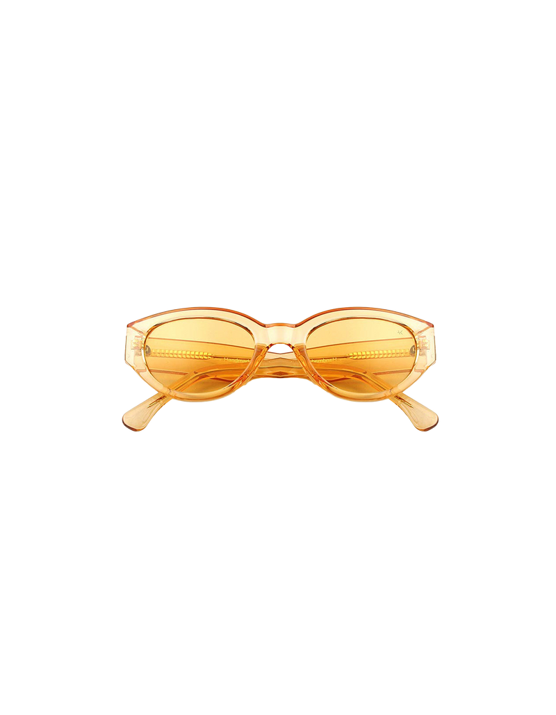 WINNIE SUNGLASS YELLOW | The Winnie by A.Kjaerbede is a futuristic cat eye sunglass with yellow frames and yellow tinted lenses.