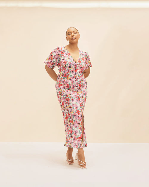 amur allegra floral knit midi dress SILK PANSY Collection