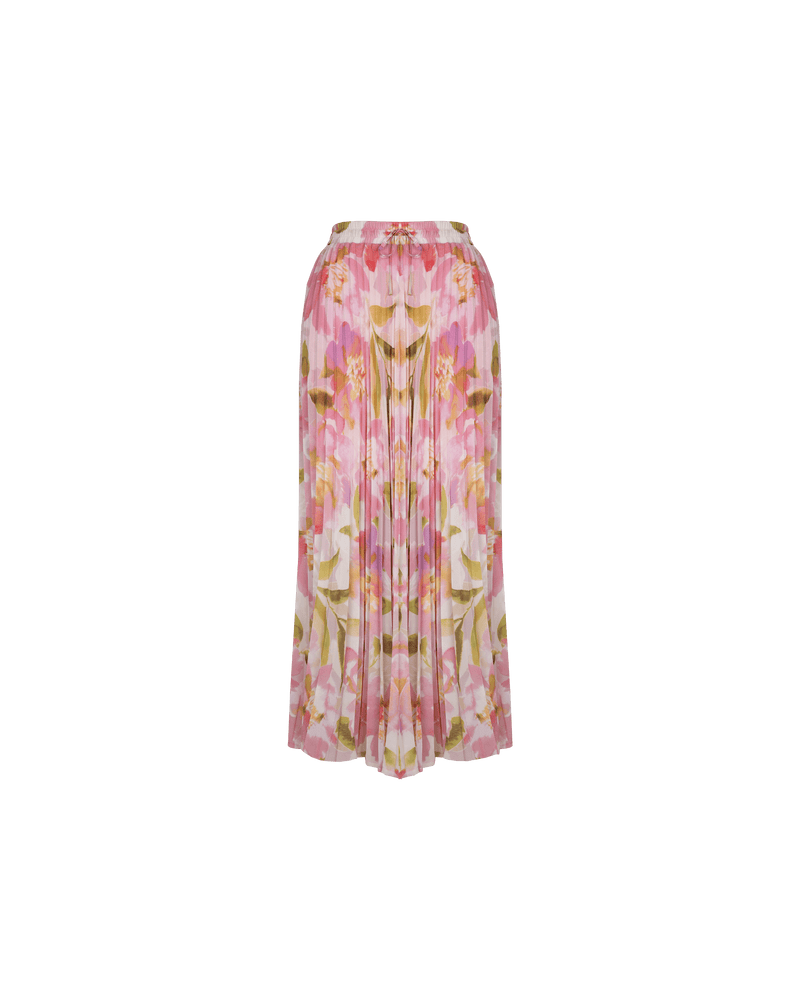 MORGAN PLEAT SKIRT BALLET FLORAL | Double-lined pleated skirt with an elastic waistband. Sure to make a subtle statement, the pleats of this piece create movement with every stride as though you are walking on air.