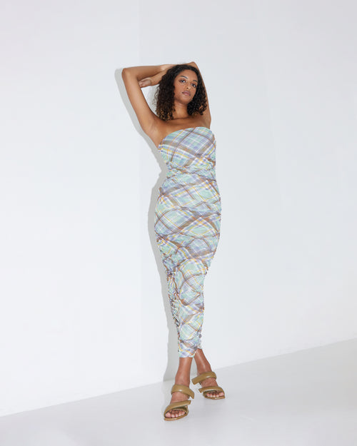 magdalena tube mesh dress BASIL MESH DRESS TARTAN