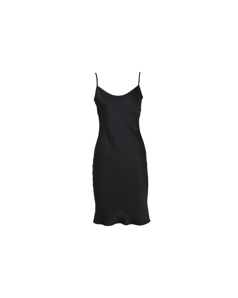 FORTUNA SLIP BLACK | The Fortuna Slip is a midi-length slip dress for layering under sheer garments or for wearing alone. It features a round neckline and adjustable shoulder straps. The slip is cut...