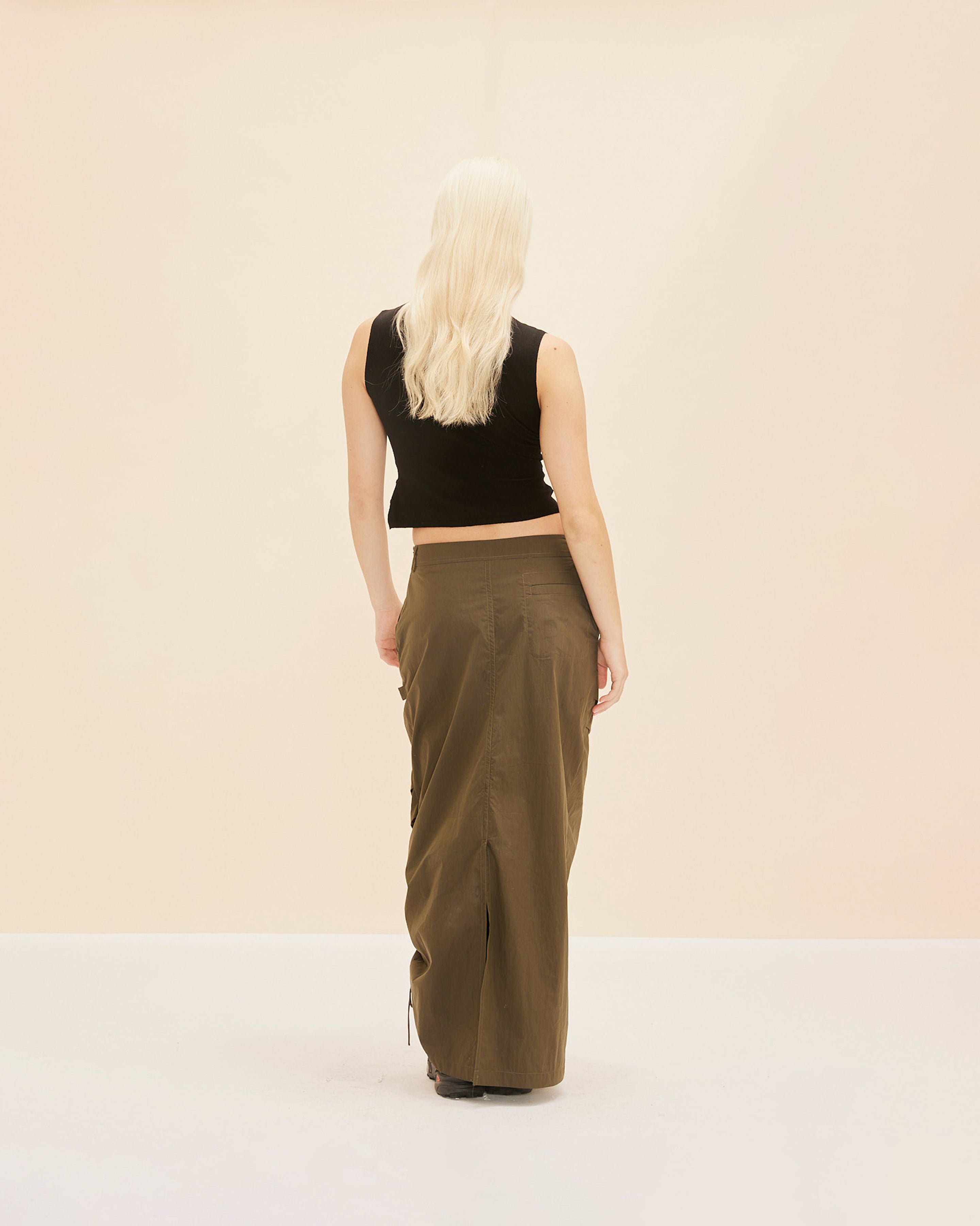 DONOVAN TIE SKIRT KHAKI | RUBY