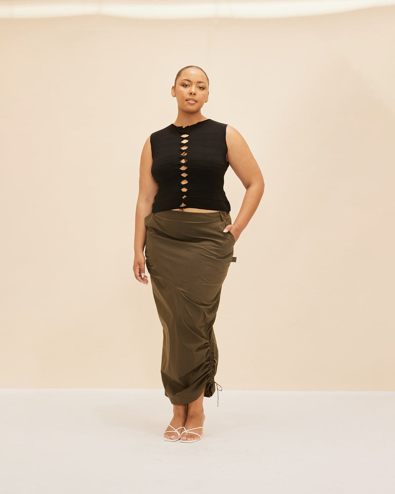 DONOVAN TIE SKIRT KHAKI | 