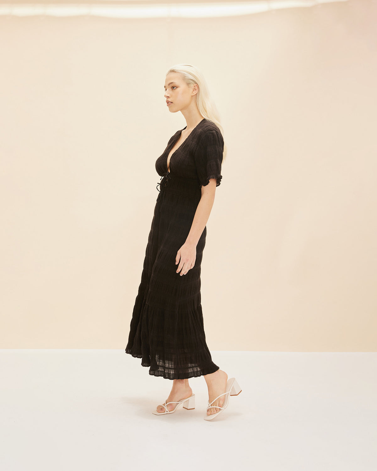MIRELLA V-NECK DRESS BLACK | RUBY