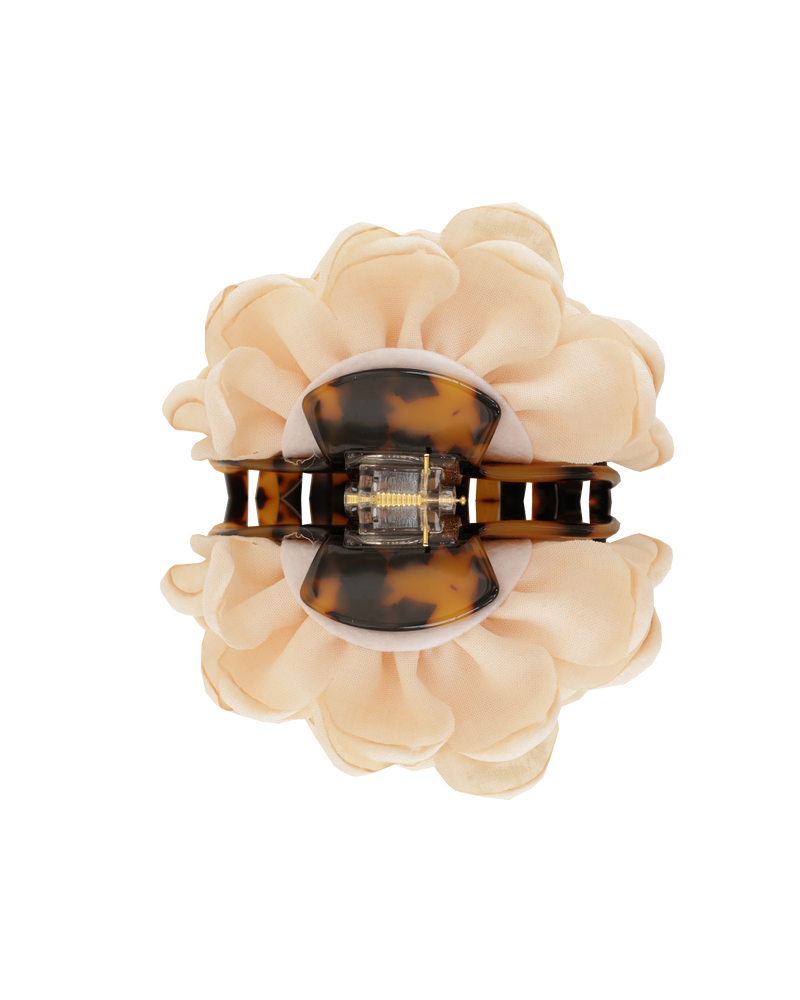 ROSE HAIR CLAW CREAM | Tortoise shell hair claw with a feature rose attached to each side of the clip. The cutest floral accessory to add to any outfit!