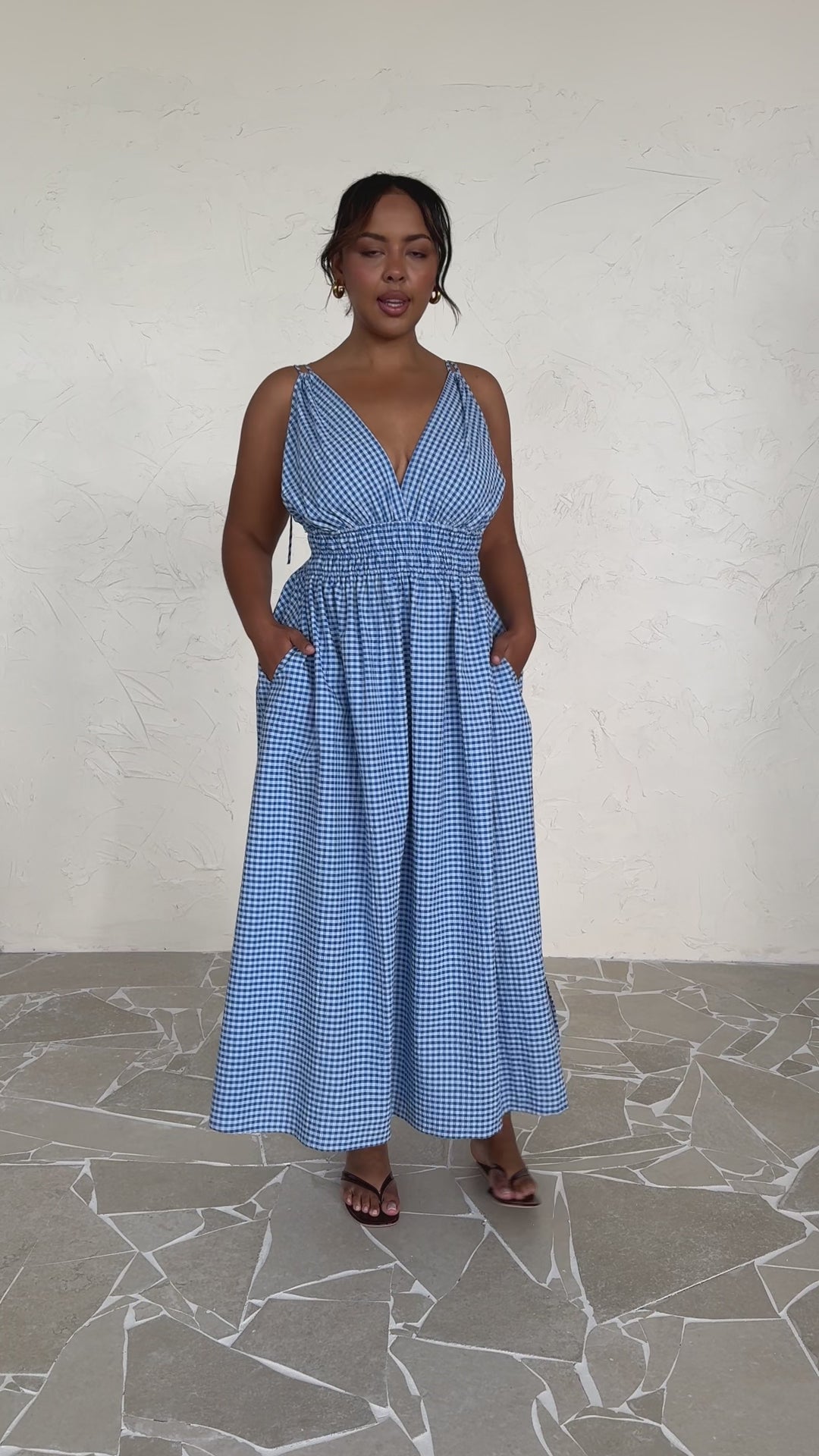 HERO MAXI DRESS BLUE GINGHAM | RUBY