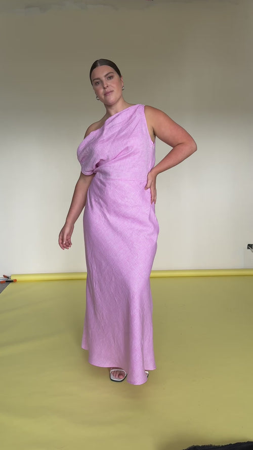 MELON LINEN MAXI DRESS PINK
