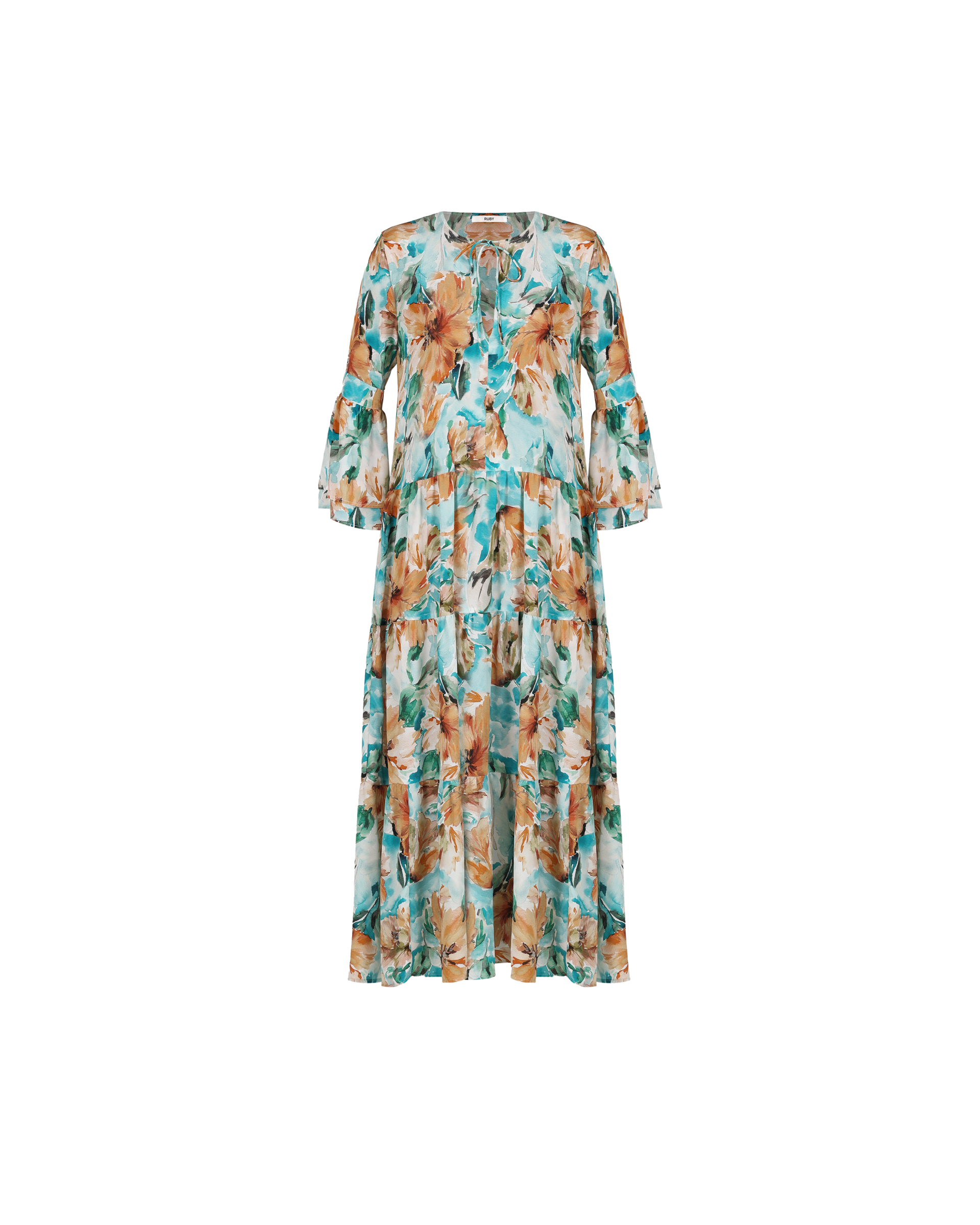 AUGUST SILK MAXI DRESS WILTED FLORAL